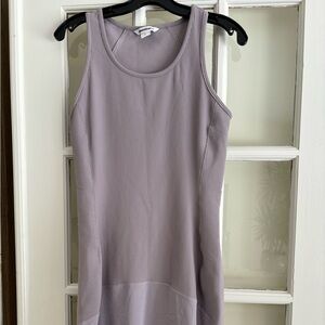 NWOT ATHLETA Ribbed Fit & Flare Midi Dress in Lavender Gray, Sz XSmall, Athletic